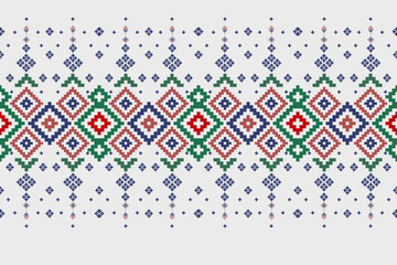 Ethnic geometric seamless fabric pattern Cross Stitch.