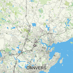 Danvers, Massachusetts, United States map poster art