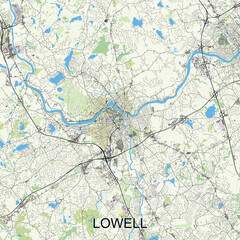 Lowell, Massachusetts, United States map poster art