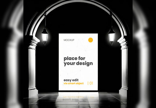 Noir Black and White Poster Frame Mockup 02 Generative Ai