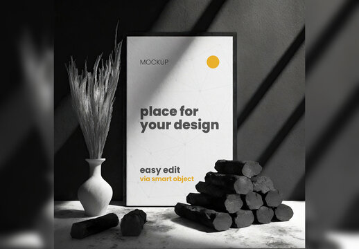 Noir Black and White Poster Frame Mockup 04 Generative Ai