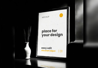 Noir Black and White Poster Frame Mockup Generative Ai