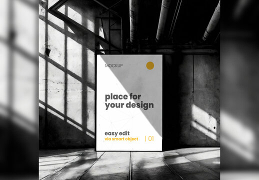 Noir Industry Black and White Poster Frame Mockup Generative Ai