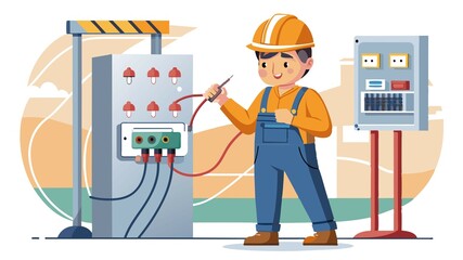 Expert hands ensure a safe electrical system. This image depicts a qualified electrician performing electrical panel maintenance.