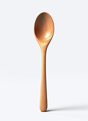 3D image of a wooden spoon with a white background,