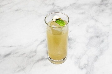 Cocktail Gingin Mule decorated on the bright table.