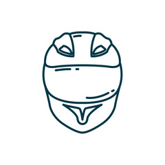 Racing sport helmet line icon