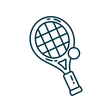 Tennis sport racket line icon