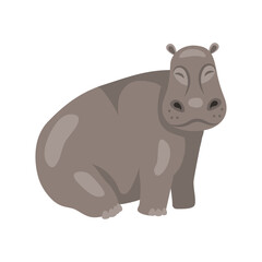 happy hippo sitting
