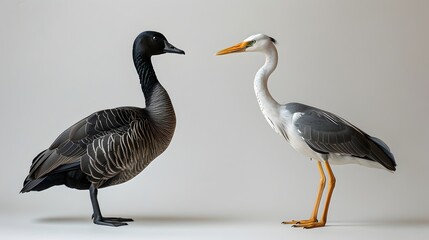 Two Unique Waterfowl Species Engaging in Conversation in Natural Habitat