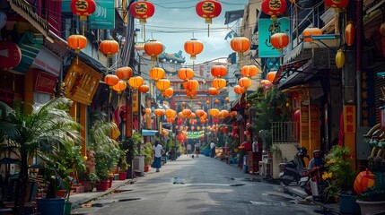 Fototapeta premium Vibrant Yaowarat Chinatown A Feast for the Senses in Thailand