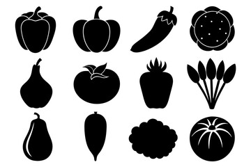 vegetable food silhouette vector illustration