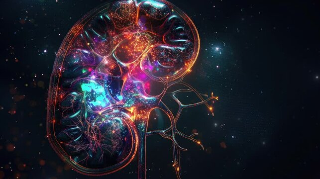 Kidney futuristic technology background. Video footage wallpaper.