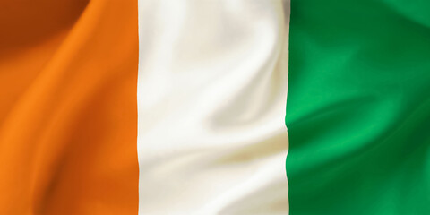 Ivory-coast waving flag background.3D illustration of Ivory Coast flag
