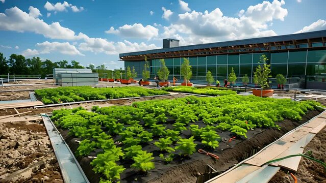As the green roof nears completion a builder installs a stateoftheart irrigation system to ensure the plants receive the proper amount of water to thrive.