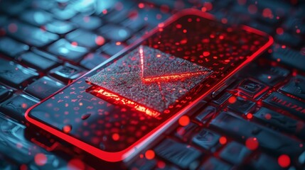 Indulge in the importance of cybersecurity awareness as depicted in breathtaking imagery of a phishing email on a smartphone screen