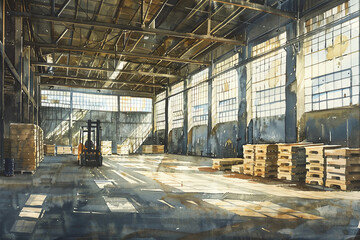 Expansive warehouse interior