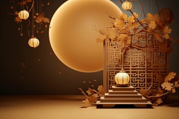 landscape with moon, generative ai