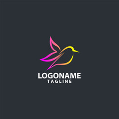 bird leaf logo design vector