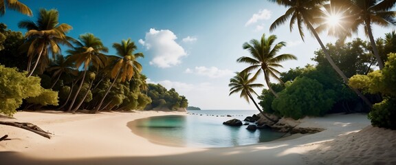 Fototapeta premium Beach oasis a serene blend of sand