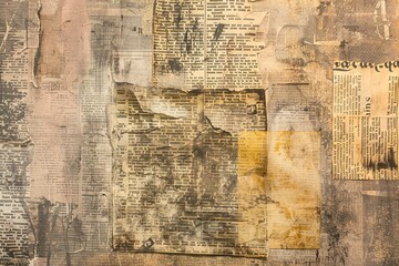 Weathered Material Masterpiece Golden Palette Newspaper Painting