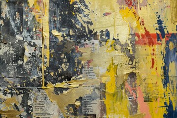 Fototapeta premium Weathered Material Masterpiece Golden Palette Newspaper Painting