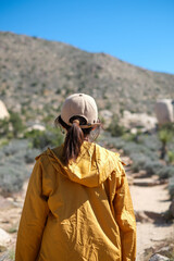Asian women walking in the US national park, traveling during summer.