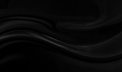 Black gray satin dark fabric texture luxurious shiny that is abstract silk cloth background with patterns soft waves blur beautiful.