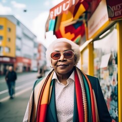 senior woman standing on the street