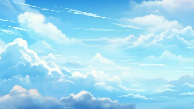 Clouds and bright blue sky cartoon anime background animation
