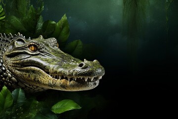 Obraz premium head of a crocodile, generative ai