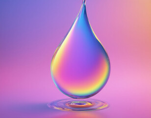 Holographic wallpaper background with liquid water splash bubbles in the liquid. Hologram Holographics texture purple blue colors