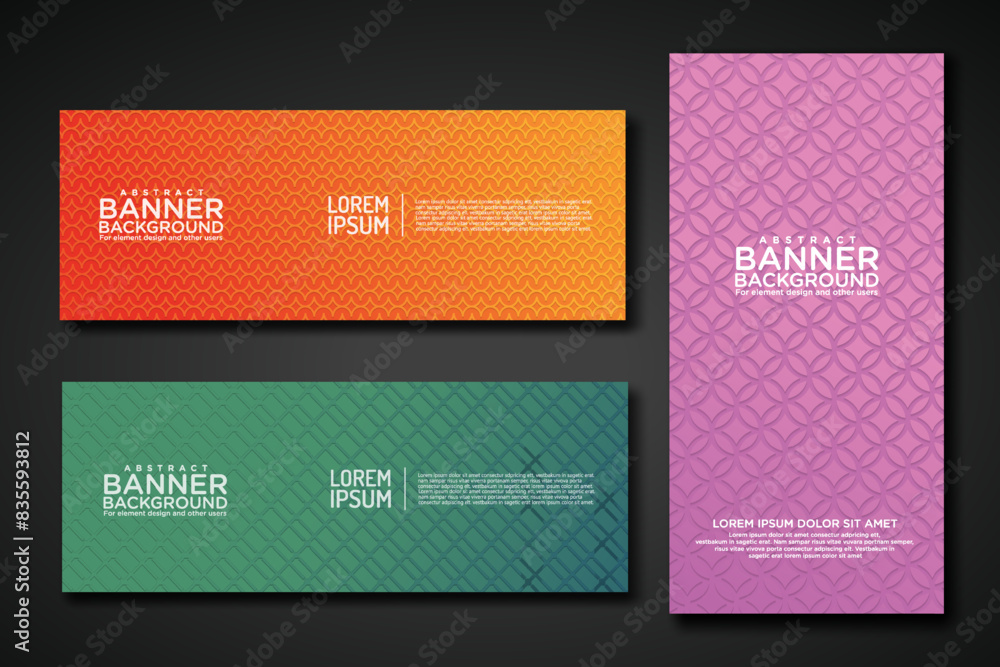 Poster set banner backgrounds with modern geometric lines textured pattern and colorful dynamic gradation