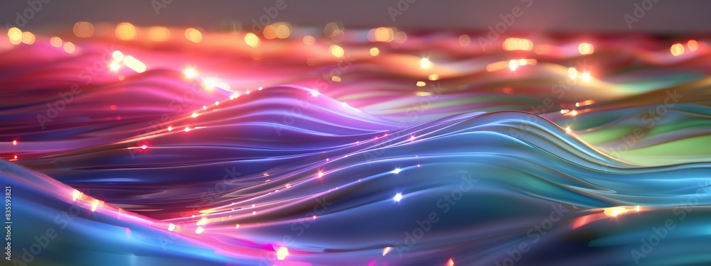 Poster mesmerizing waves of light and color in a digital realm