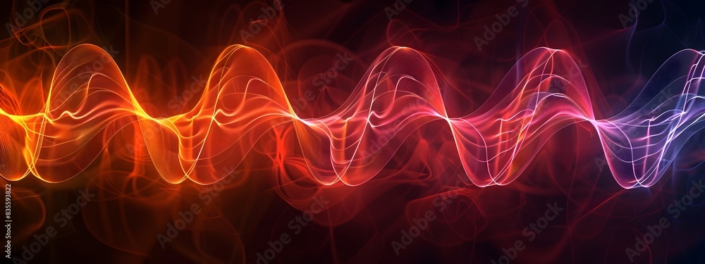 Poster oscillating sine wave visualization abstract digital of dynamic waveform