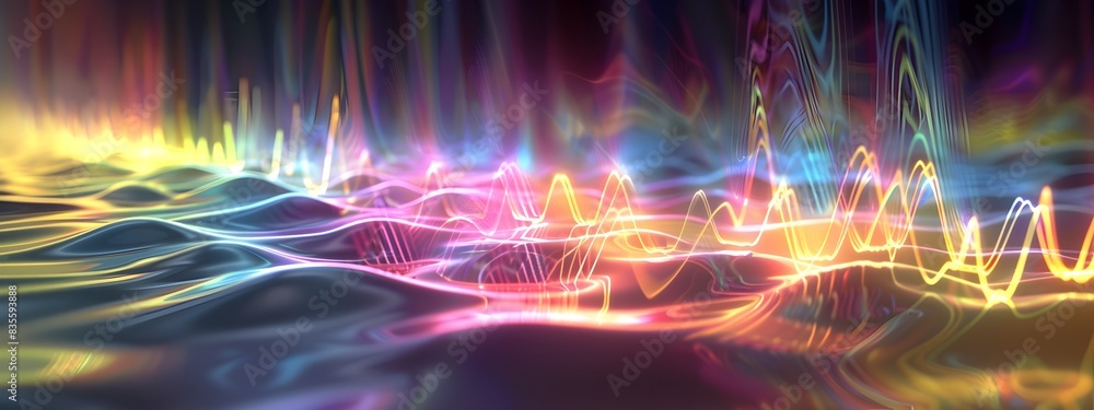 Poster captivating electromagnetic wave visualization abstract colorful dynamic digital