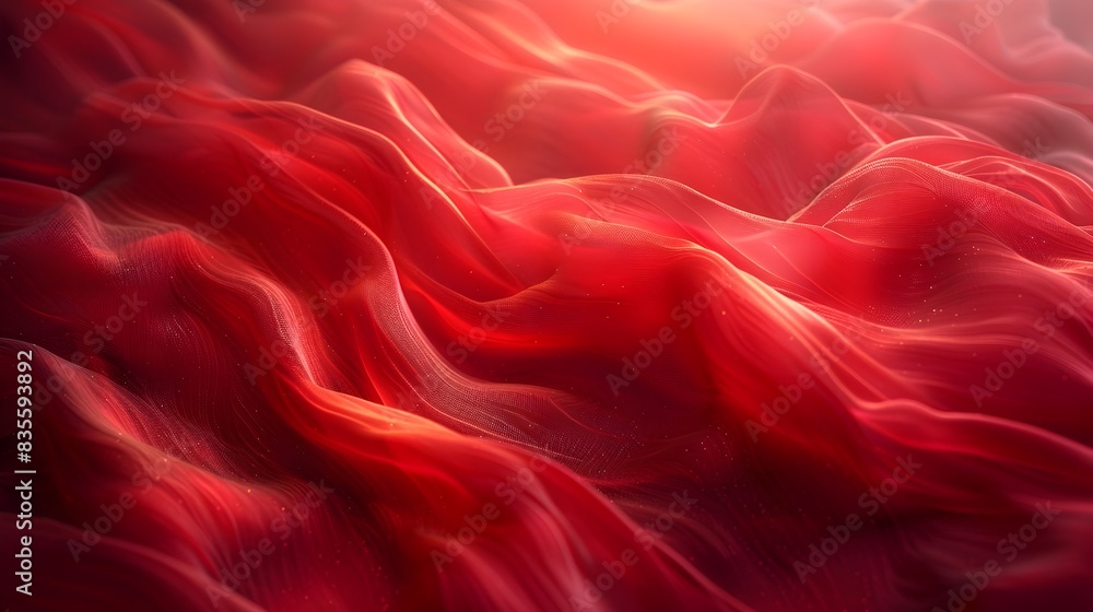Poster mesmerizing waves of crimson fluid captivating the senses with vibrant hues and dynamic movement in 
