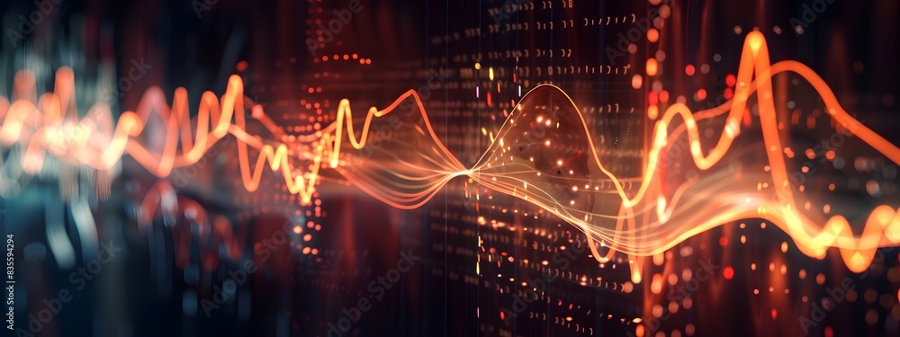Aufkleber digital electrical signal frequency graph with dynamic 3d rendering