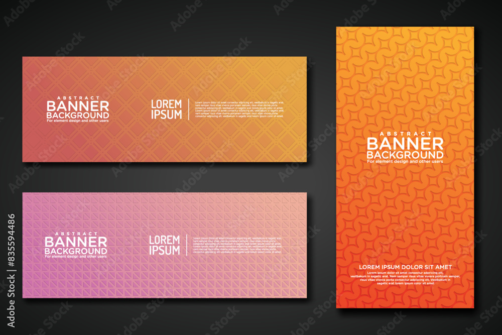 Poster set banner backgrounds with modern geometric lines textured pattern and colorful dynamic gradation