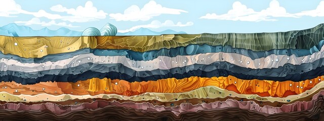 Vibrant Geological Layers and Formations in Stylized