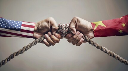 US-China Economic Tug of War: Symbolic Representation of Trade Tensions and Global Financial Rivalry - Generative AI