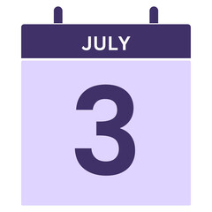 Date 3 JULY Calendar icon 