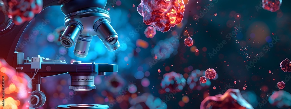 Aufkleber digitally rendered electron microscope revealing intricate molecular structures at various