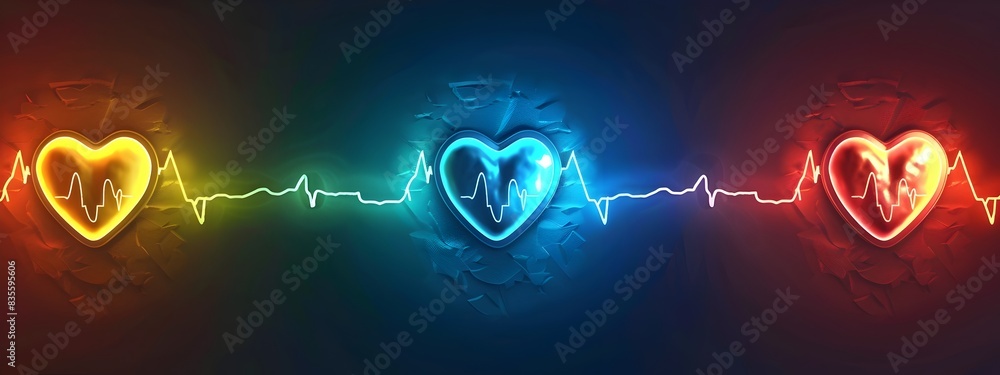 Poster pulse oximeter device measuring oxygen levels and heart rate at different frequencies on digital