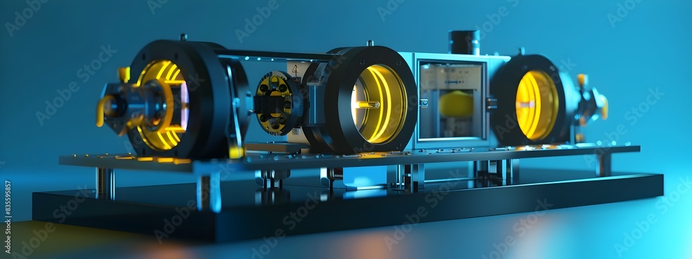 Poster detailed 3d rendering of a spectrophotometer instrument measuring light absorption at different