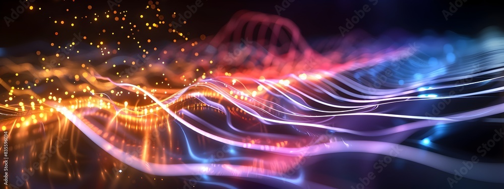 Poster stunning 3d rendering of atomic spectra vibrant emission lines and luminescent energy flow