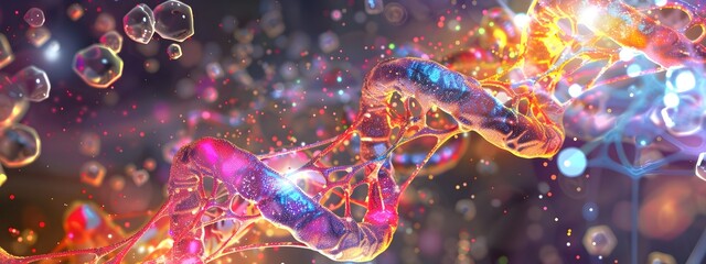 Obraz premium Genetic Mutations Visualized as Colorful Fractal Digital Art