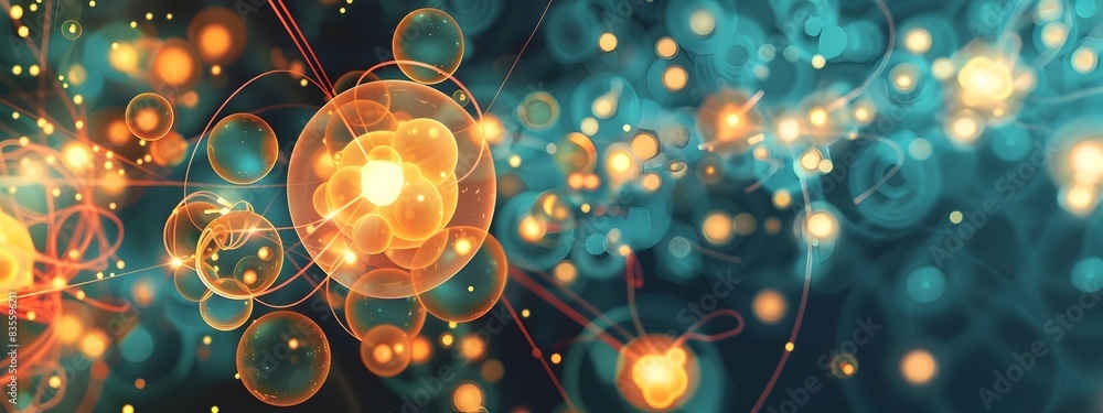 Poster Captivating Abstract Visualisation of Radioactive Decay Dynamics with Shimmering Luminous Particles