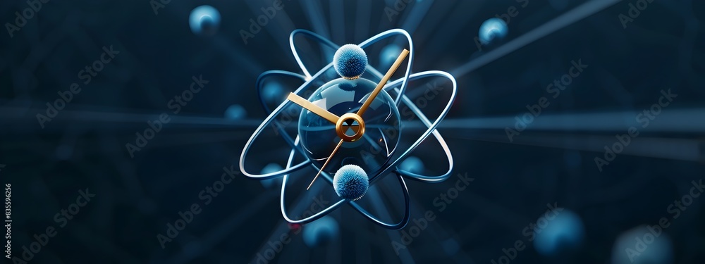 Poster atomic clock showcasing precision timekeeping through atomic