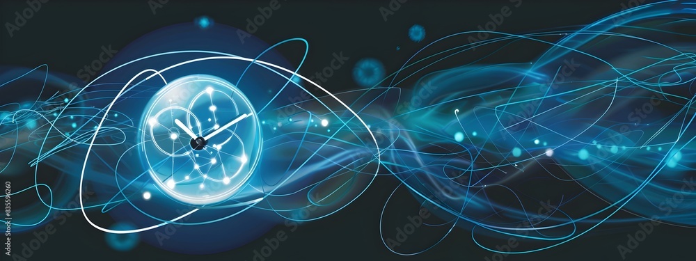 Poster atomic of a clock counting time based on atomic